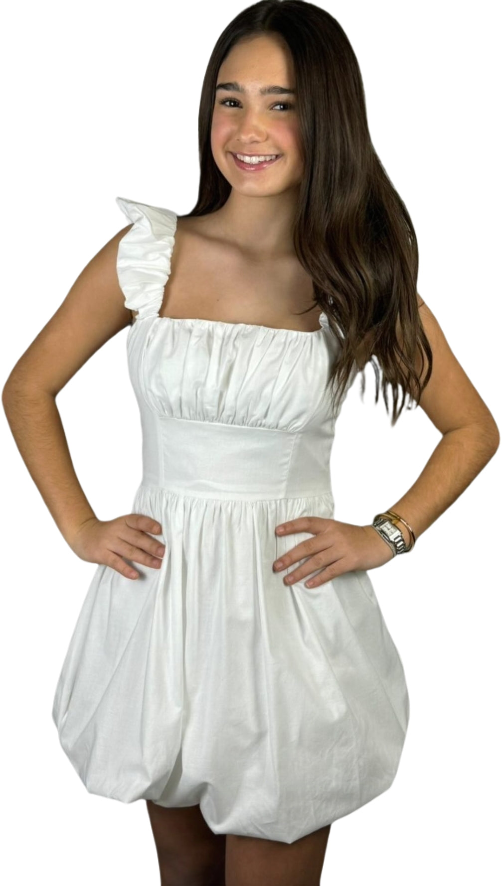 Tween White Bubble Dress
