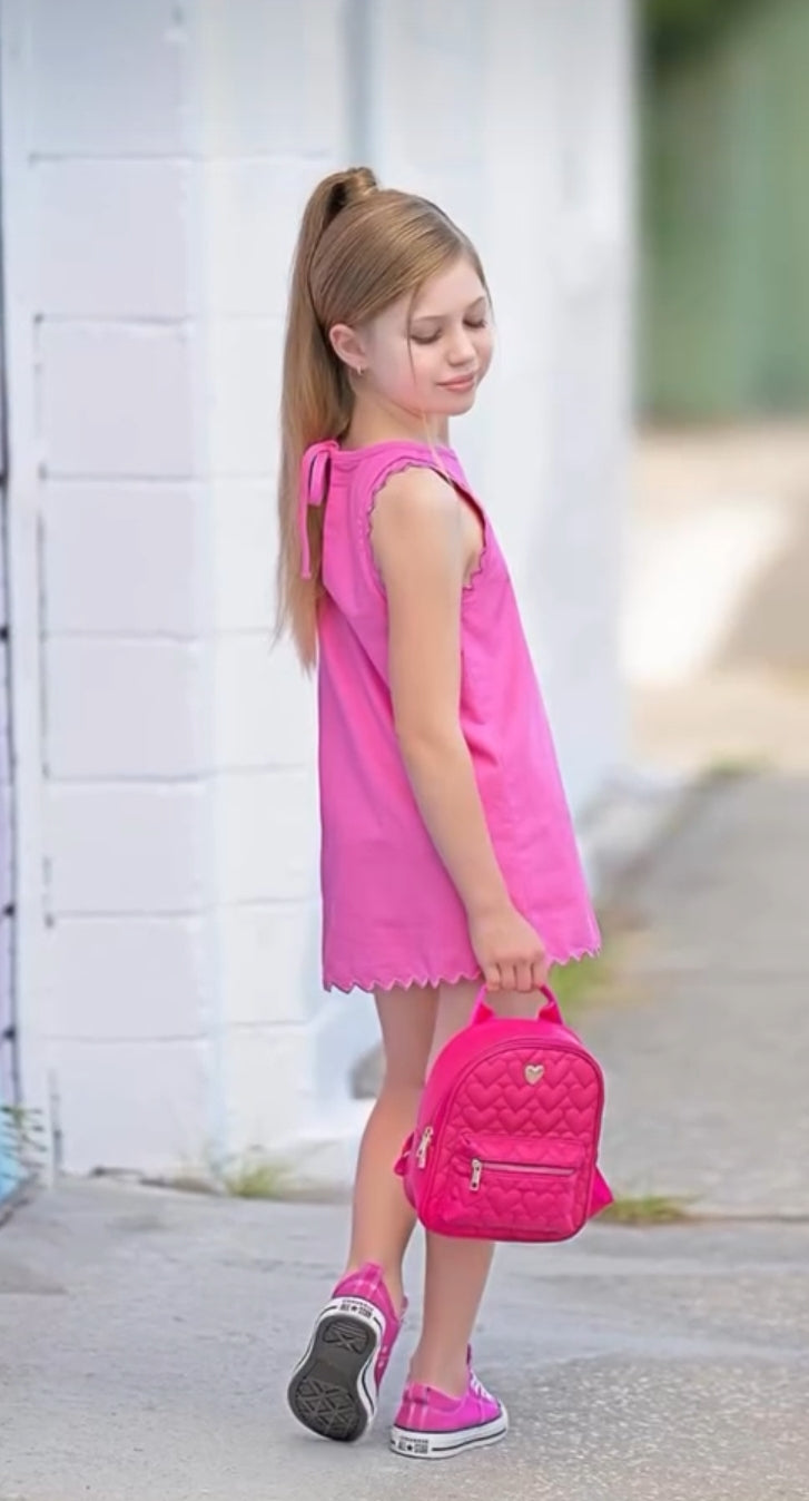 Tween Girl A-Line Pink Embroidered Dress
