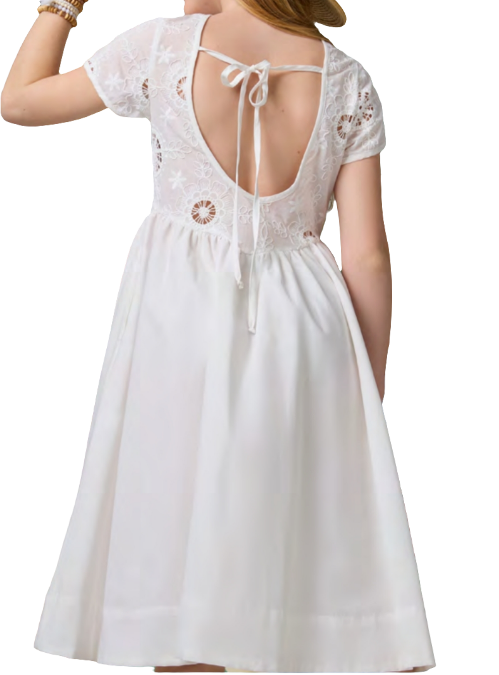 Tween Girl White Embroidery Dress