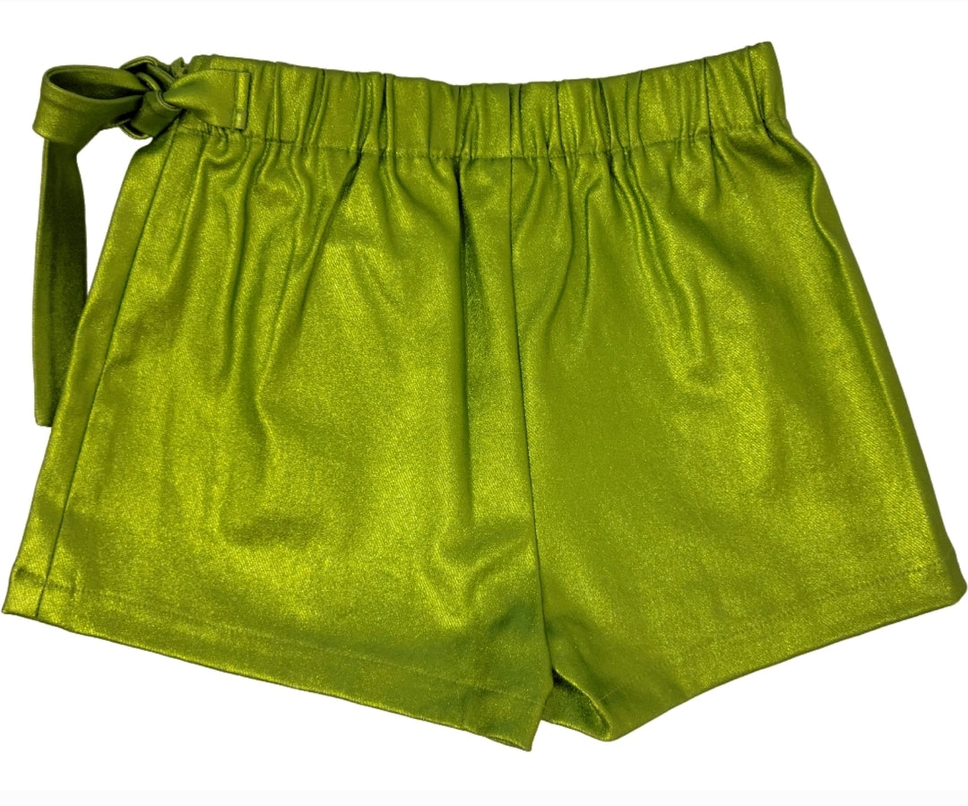 Green Metallic Tween Girl Skort