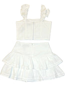 Tween Girl White Pleated Set