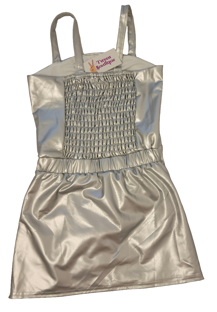 Metallic Silver Tween Girl Dress