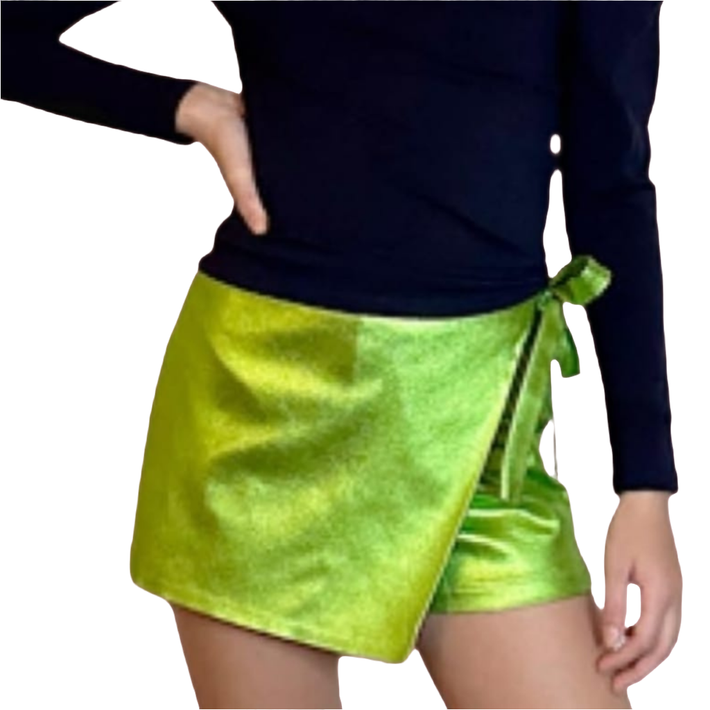 Green Metallic Tween Girl Skort