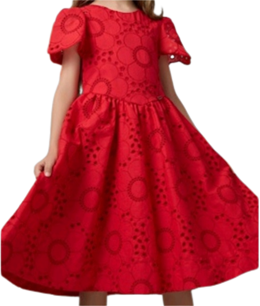 Tween girl red embroidery dress