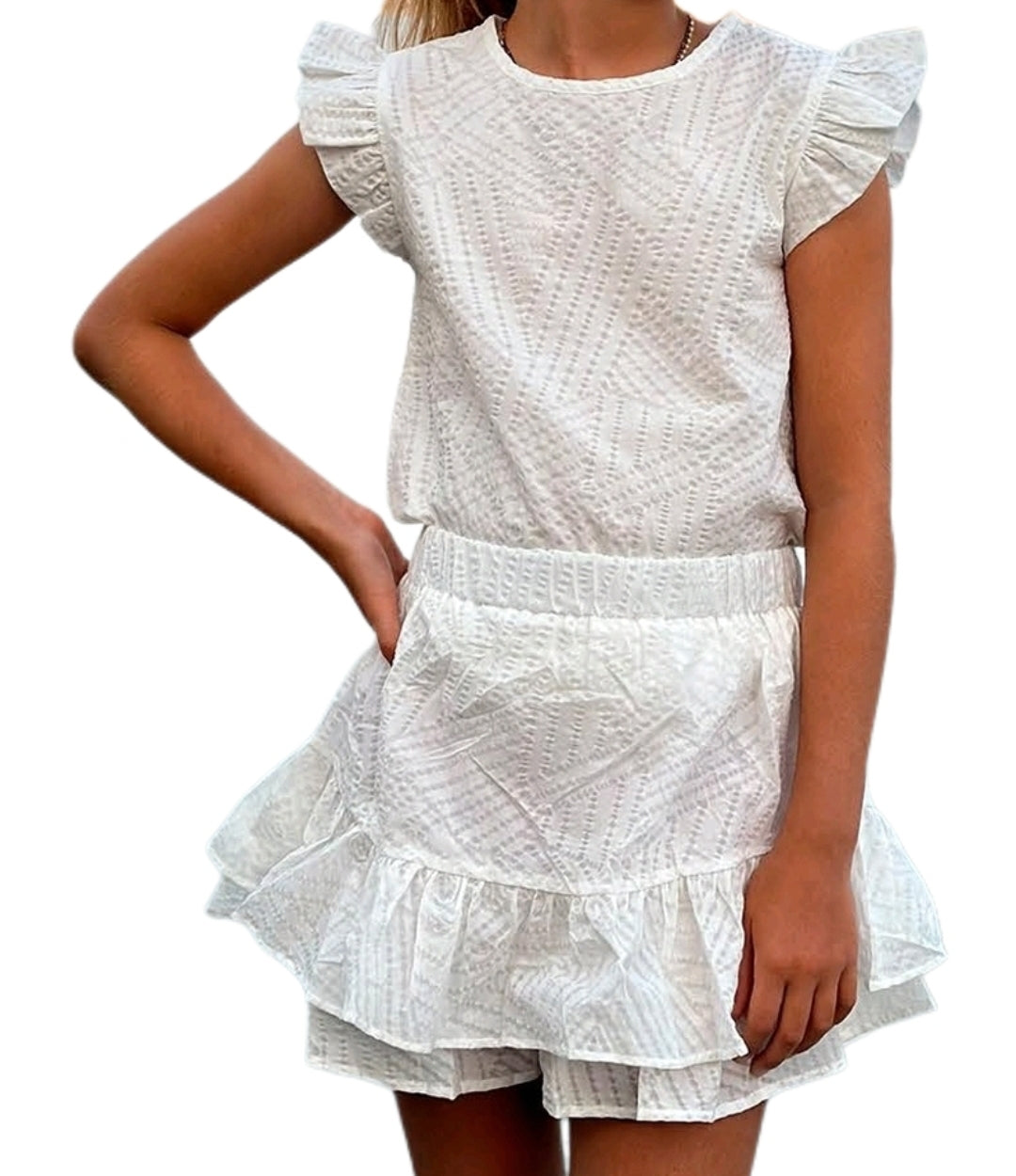 Tween Girl White Eyelet Embroidery Set