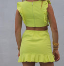 Tween Girl Neon Yellow Cut-Out Dress