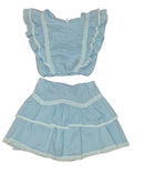 Tween Girl Blue Ruffle Set