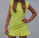 Tween Girl Neon Yellow Cut-Out Dress