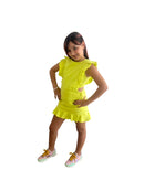 Tween Girl Neon Yellow Cut-Out Dress